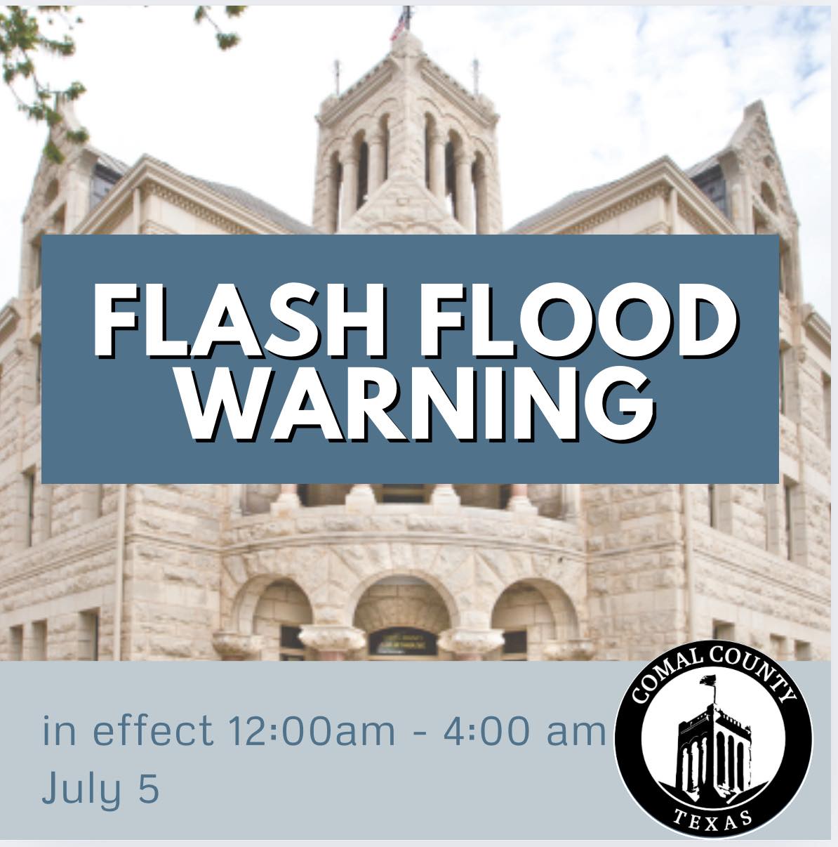Comal County Flash Flood Warning